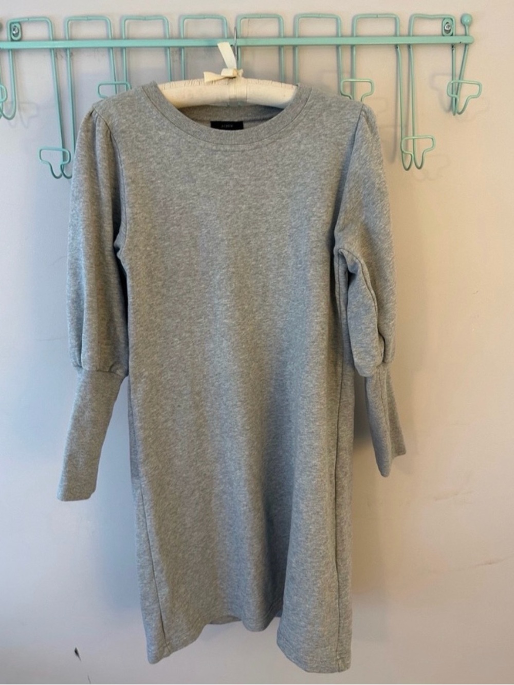 J. Crew Heather Gray Puff-Sleeve Sweatshirt Dress